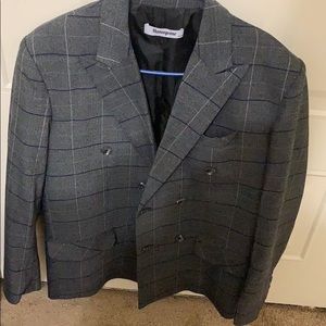 Brand new windowpane Men’s double breasted blazer